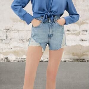 Topshop NWOT Ripped A line Mom Shorts In Mid Blue Size 8